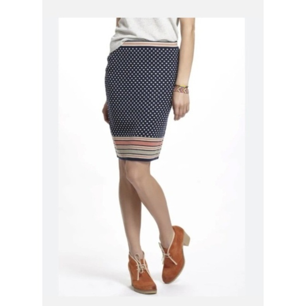 Anthropologie Sparrow Pull On Skirt‎ Womens L Navy Blue Merino Wool Blend Career